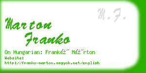 marton franko business card